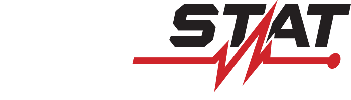 Text logo reads "MEDSTAT Series Enclosed UTV Ambulance" with a red heartbeat line graphic, showcasing the Medstat's commitment to reliable emergency transport.