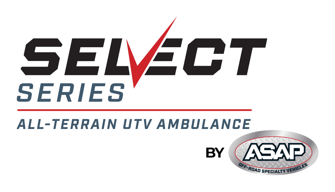 Logo for Select Series Lander All-Terrain UTV Ambulance by ASAP, featuring a checkmark incorporated into the word "Select.