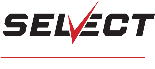 Logo for Select Series All-Terrain UTV Ambulance with a red check mark integrated into the word "Select.